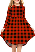 Girls Dress Kids Holiday Casual Long Sleeve High Low Swing Midi Dresses