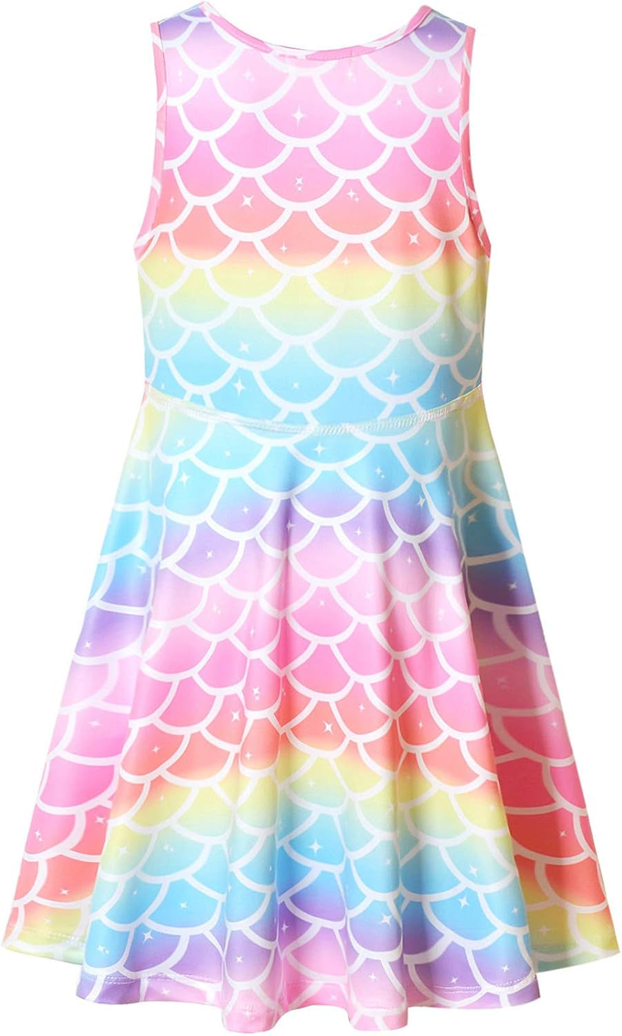Mermaid Dresses for Girls Summer Sun Sleeveless Hawaiian Beach Twirl Dress,Size 10 11