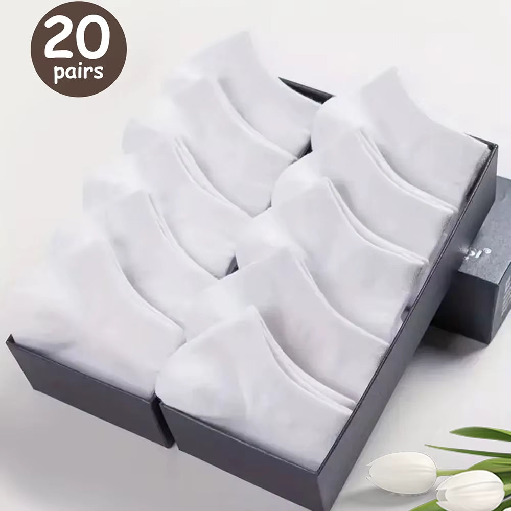 10/20/40 Pairs Men'S Boat Socks Business Sport Sweat Absorption Mature Summer Autumn Solid Color Versatile Ankle Socks