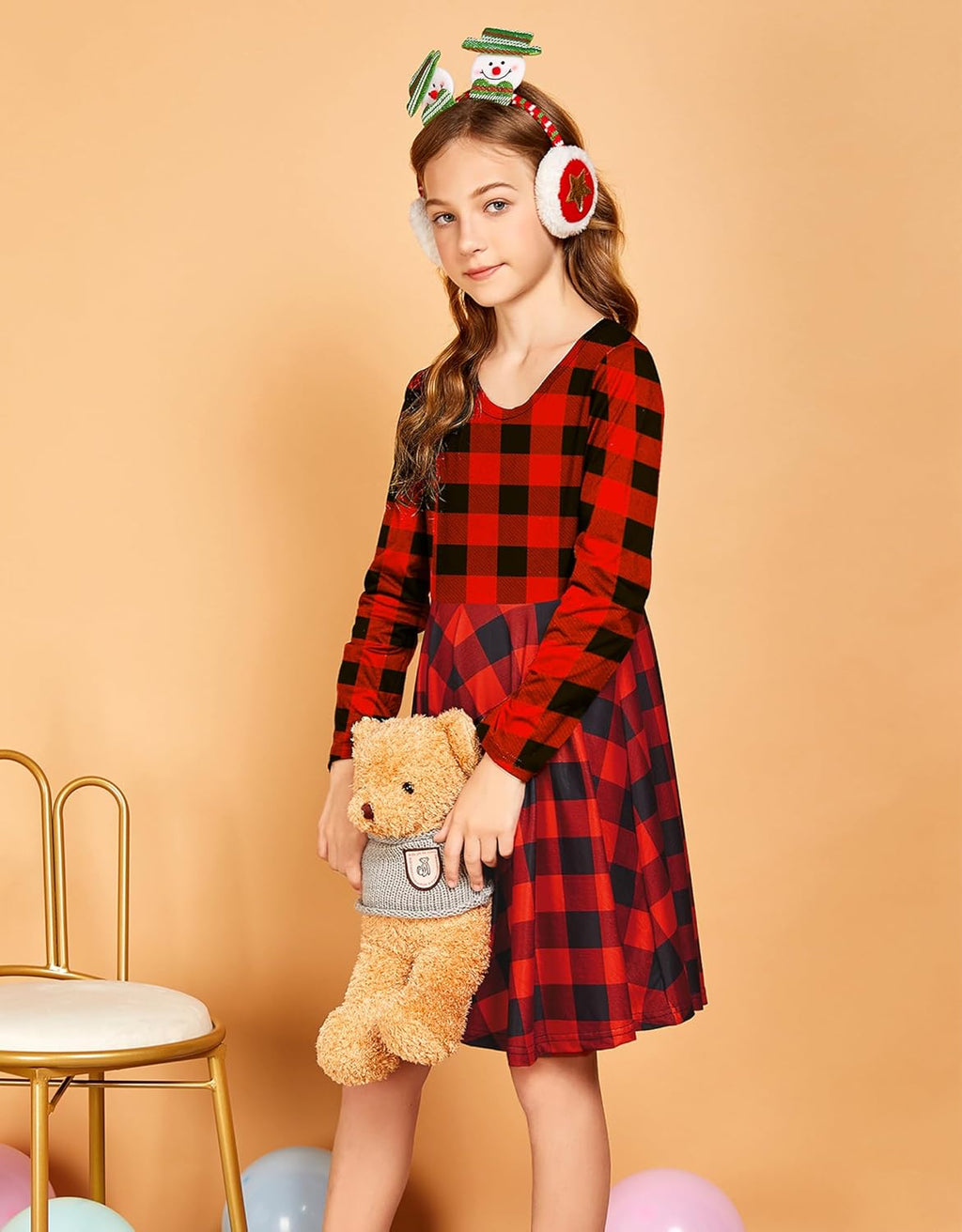 Girls Dress Kids Holiday Casual Long Sleeve High Low Swing Midi Dresses