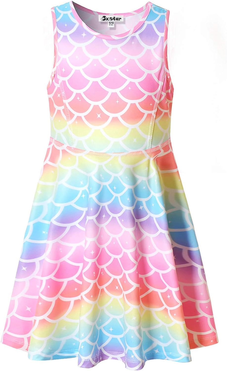 Mermaid Dresses for Girls Summer Sun Sleeveless Hawaiian Beach Twirl Dress,Size 10 11