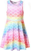 Mermaid Dresses for Girls Summer Sun Sleeveless Hawaiian Beach Twirl Dress,Size 10 11